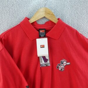 Vintage Nike Mens L Cincinnati Reds Mr. Redlegs Polo Shirt Dri-Fit MLB Baseball